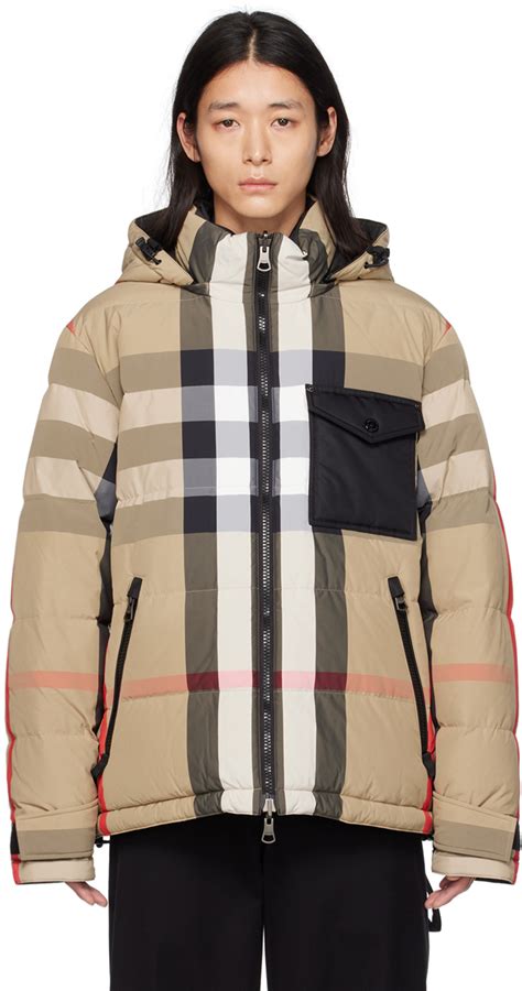 burberry jacket 3929196|Burberry: Beige Check Puffer Reversible Down Jacket .